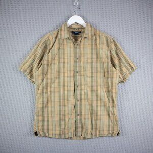 Gap 2000s Y2K Checkered Button Up Orange Mens Medium